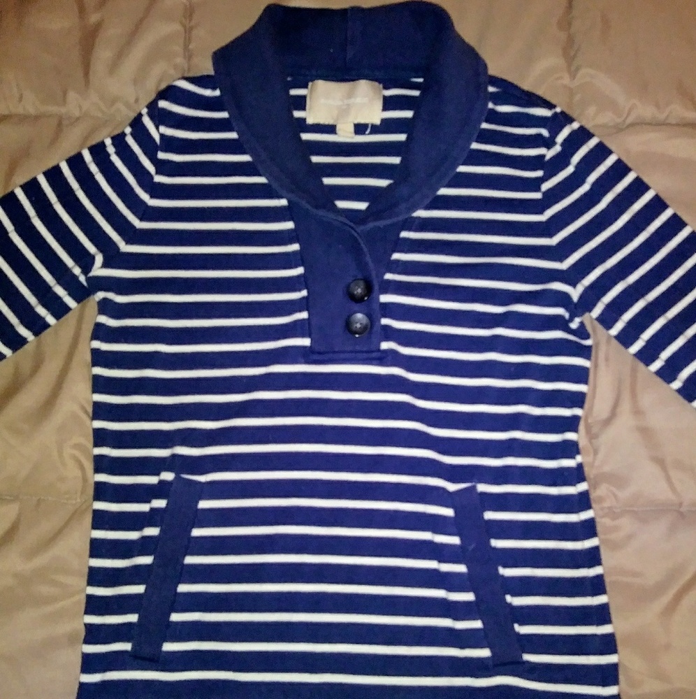 Banana Republic S blue/white stripe long sl top